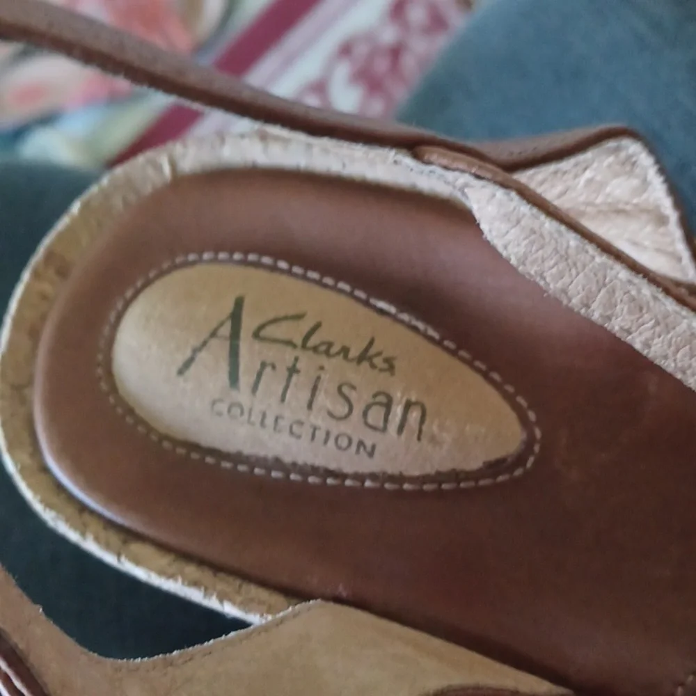 Clarks Artisan Alameda Cork Leather Wedge Sandals